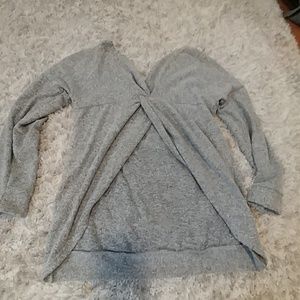 Off the shoulder open back sweater